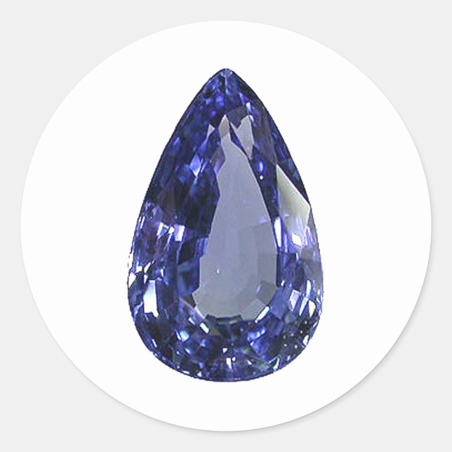 Pear-cut Saphire Runder Aufkleber (Vorderseite)