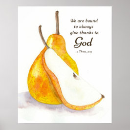 Pear Fresh Fruit Kitchen Scripture Give Thanks Poster
