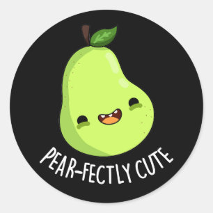 Pear-Funny Seet Fruit Birne Pun Dark BG Runder Aufkleber