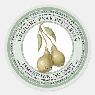 Pear Preserve Étiquette Jam Jelly 1930 Vert