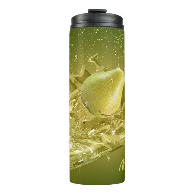 Pear Splash individuelle Name tummeln Thermosbecher (Vorderseite)