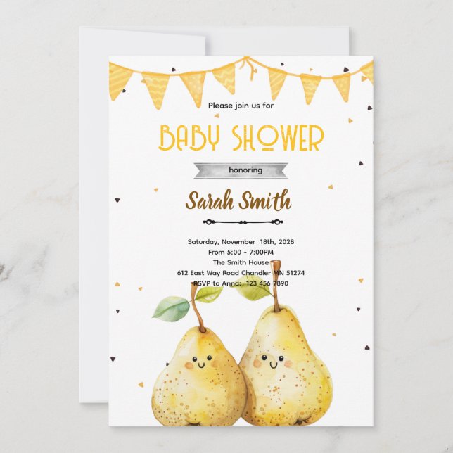 Pear theme party invitation einladung (Vorderseite)