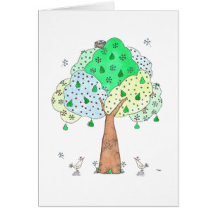 Pear Tree Carving Ajouter vos initiales Carte de v
