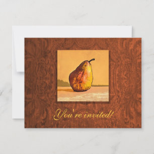 Pear Watercolor Graving Art Wiedersehen Einladunge Einladung