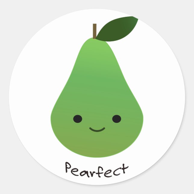 Pearfect Niedlich Kawaii Pear Runder Aufkleber (Vorderseite)