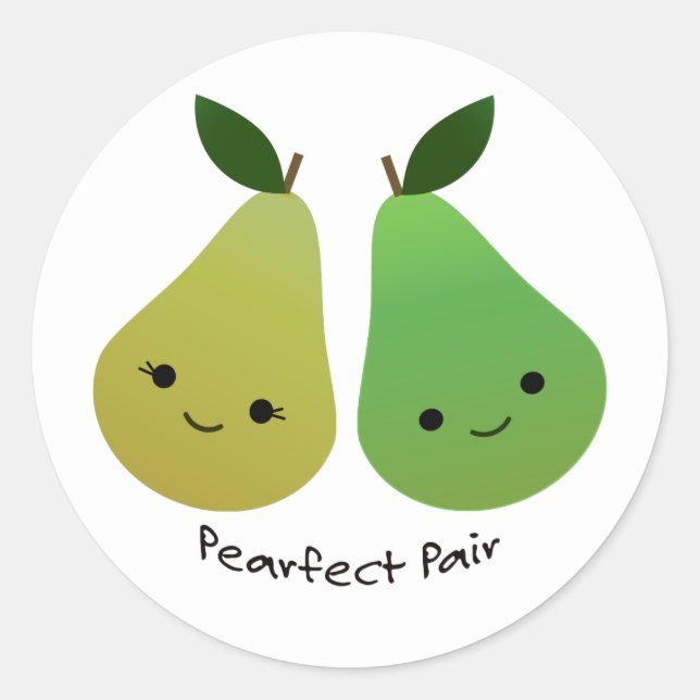 Pearfect Pear Kawaii Birnen Runder Aufkleber (Vorderseite)