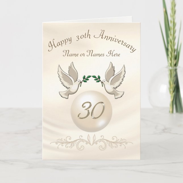 Pearl 30. Wedding Anniversary Cards, Personalisier Karte (Vorderseite)