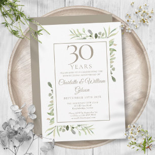 Pearl 30th Wedding Jubiläum Grüne Blümchen Einladung