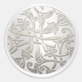 Pearl and Silver Celtic Damask Umschlag Aufkleber