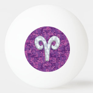 Pearl Aries Zodiac Sign auf Pink Digital Camouflag Tischtennisball