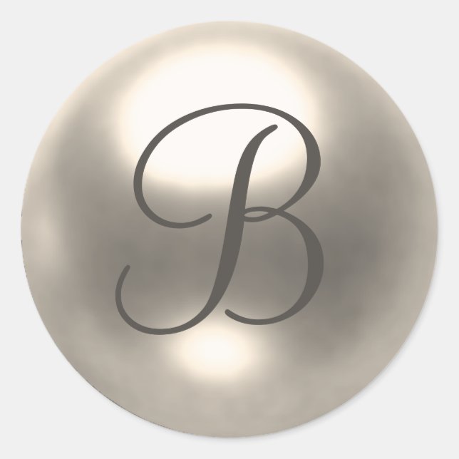 Pearl B monogramm Hochzeitsstift Siegel Runder Aufkleber (Vorderseite)