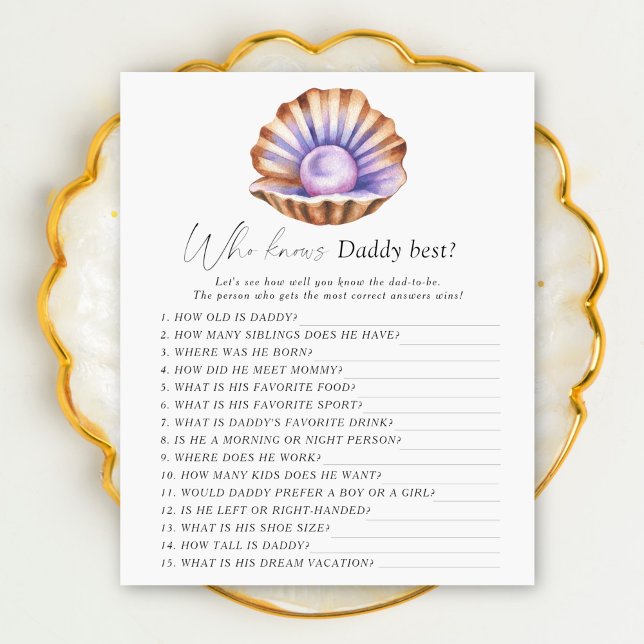 Pearl Baby Dusche - Wer kennt Daddy best game (Von Creator hochgeladen)