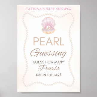 Pearl Baby Shower Game Sign Poster