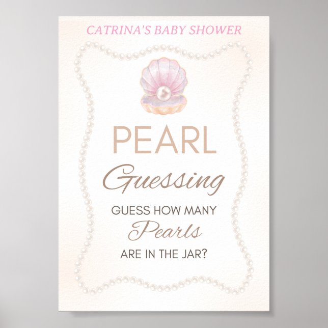 Pearl Baby Shower Game Sign Poster (Vorne)