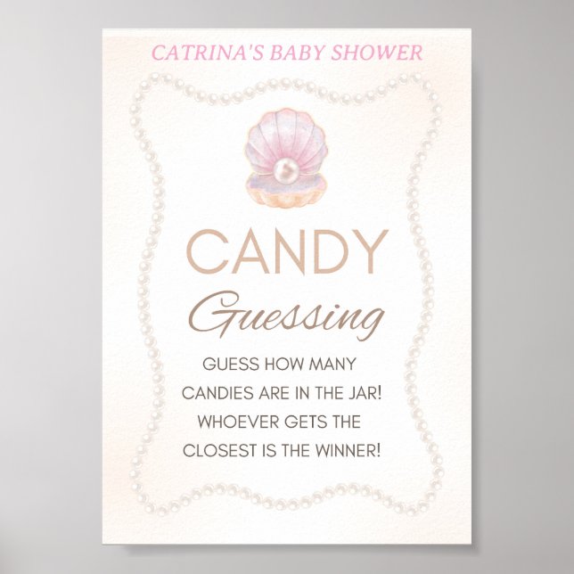 Pearl Baby Shower Game Sign Poster (Vorne)