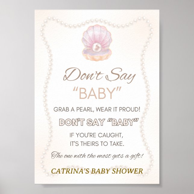 Pearl Baby Shower Game Sign Poster (Vorne)