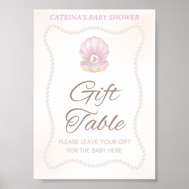 Pearl Baby Shower Game Sign Poster (Vorne)