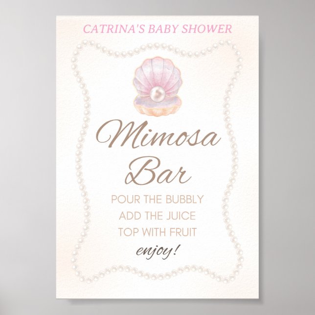 Pearl Baby Shower Game Sign Poster (Vorne)