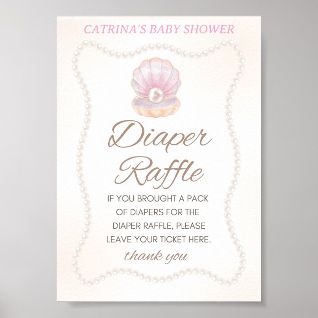 Pearl Baby Shower Game Sign Poster (Vorne)