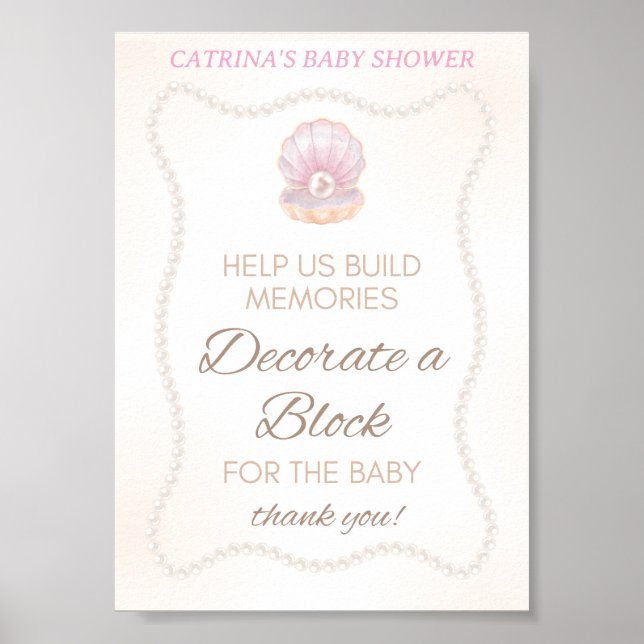 Pearl Baby Shower Game Sign Poster (Vorne)