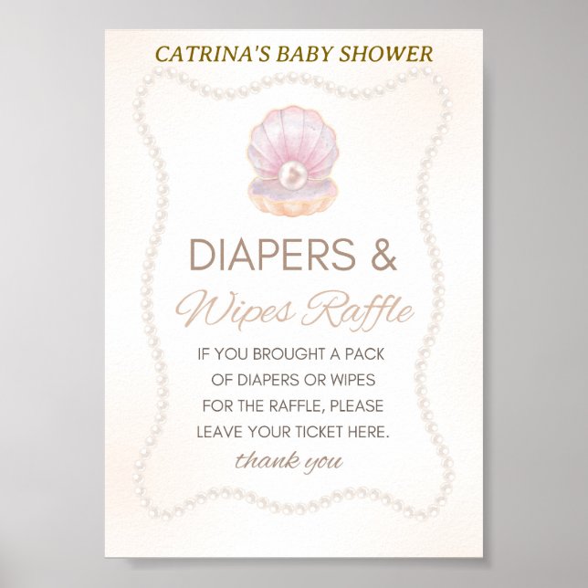 Pearl Baby Shower Game Sign Poster (Vorne)