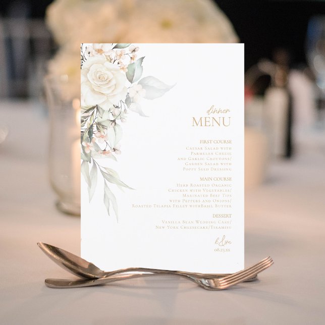 Pearl Blush Floral Elegance Mariage Menu ID989 (Créateur téléchargé)