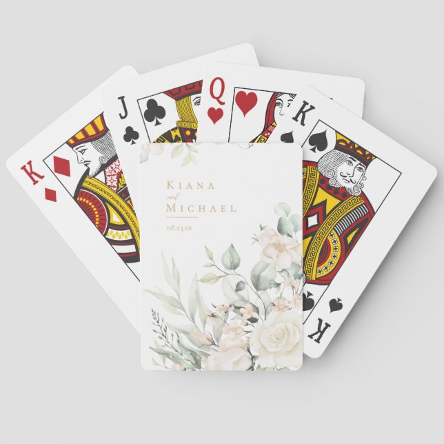 Pearl Blush Floral Gastgeschenke Hochzeiten ID989 Spielkarten (Rückseite)