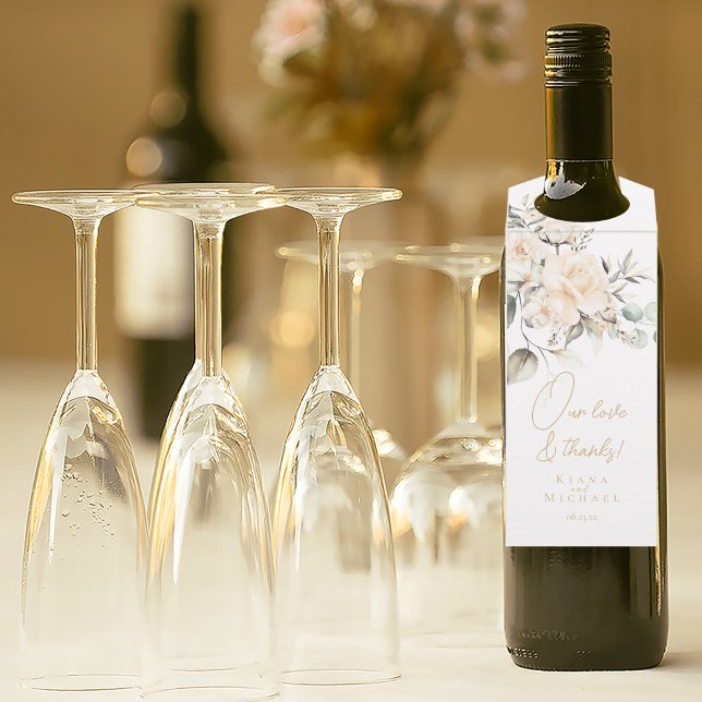 Pearl Blush Floral Wedding Danke, ID989 Flaschenanhänger (Von Creator hochgeladen)