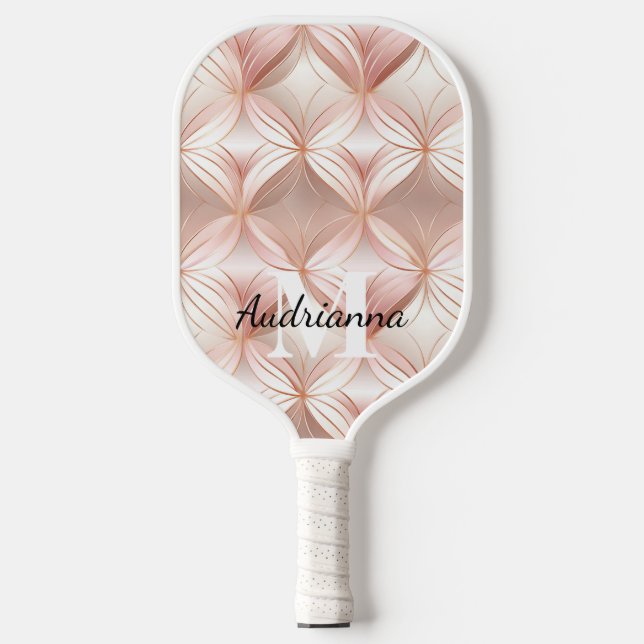 Pearl Blush Pink Rose Gold Abstrakt Pickleball Schläger (Vorderseite)