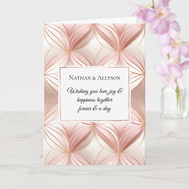 Pearl Blush Pink Rose Gold Abstrakte Hochzeit Karte (Orchidee)