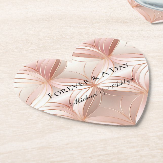 Pearl Blush Pink Rose Gold Abstrakte Hochzeit Untersetzer (angewinkelt)