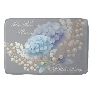 Pearl Blush Powder Blue Hydrangea Wasserfarbe Badematte