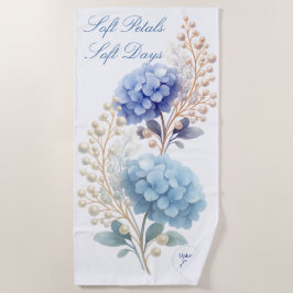 Pearl Blush Powder Blue Hydrangea Wasserfarbe Strandtuch