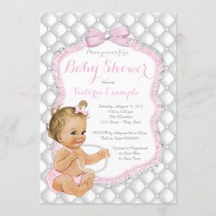 Pearl Bow Baby Shower Einladung