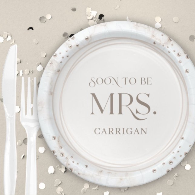 Pearl Bridal Shower Soon to be Mrs. Modern Minimal Pappteller (Von Creator hochgeladen)