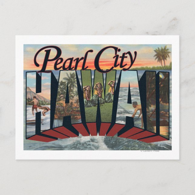Pearl City, Hawaii - Große Briefszenen Postkarte (Vorderseite)