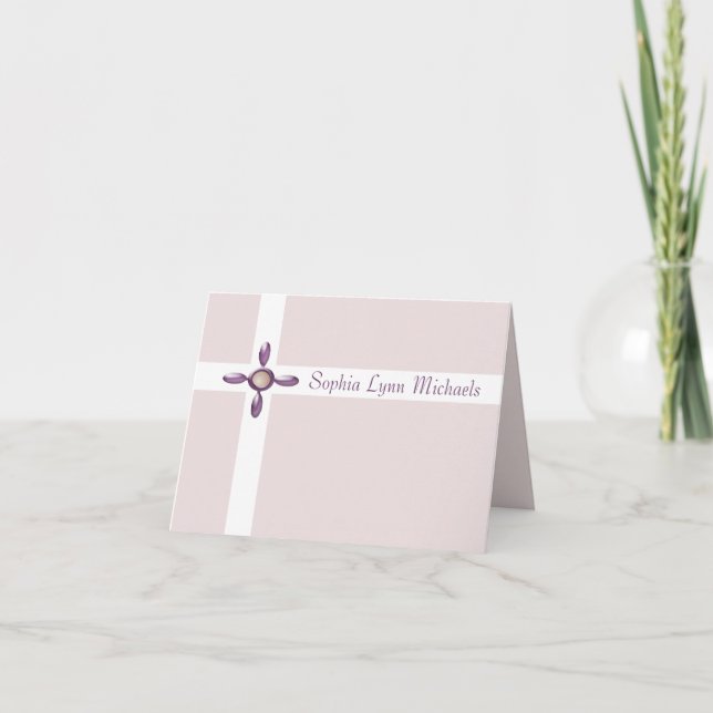 Pearl Cross Religious Vielen Dank Notecard Dankeskarte (Vorderseite)