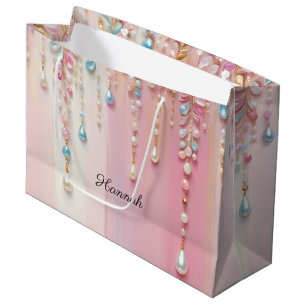 Pearl Dangle und Pastellstreifen Große Geschenktüte