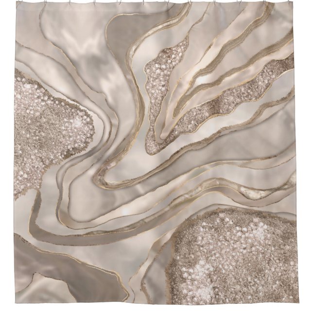 Pearl, Diamanten und Platin geode digitale Kunst Duschvorhang (Vorderseite)
