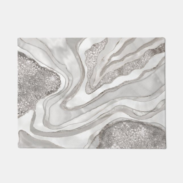 Pearl, Diamanten und Platin geode digitale Kunst Fußmatte (Vorderseite)