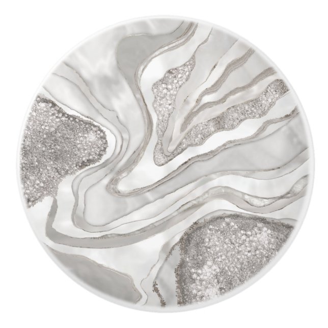 Pearl, Diamanten und Platin geode digitale Kunst Keramikknauf (Vorderseite)