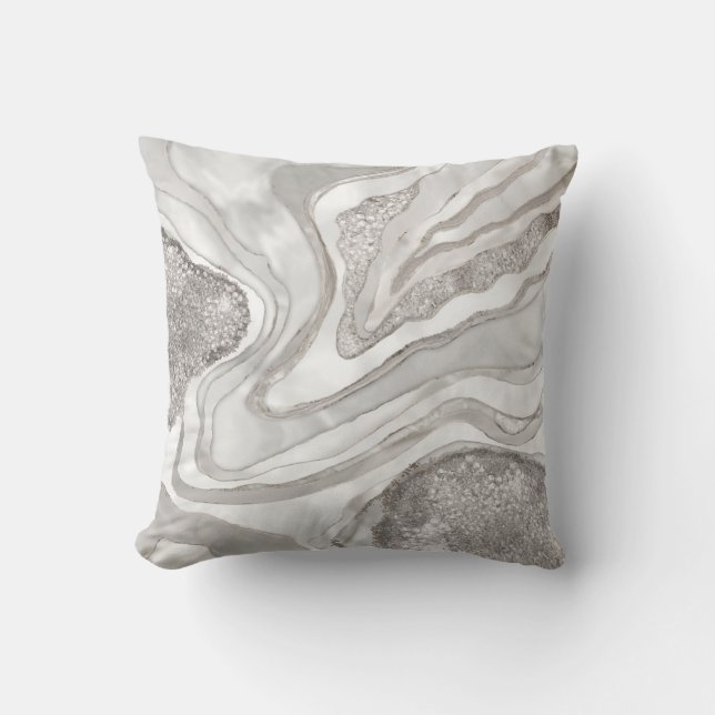 Pearl, Diamanten und Platin geode digitale Kunst Kissen (Vorderseite)