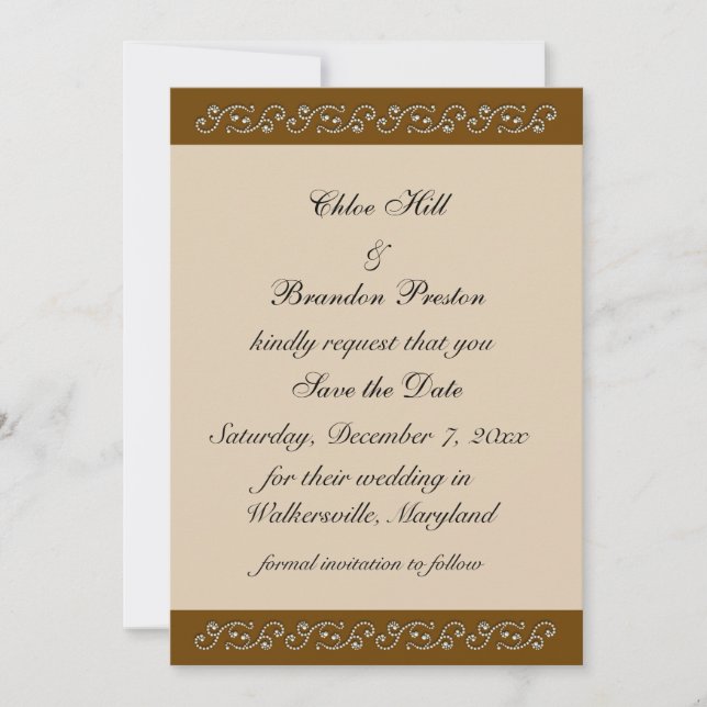 Pearl-Eis auf Mocha Save the Date (Vorderseite)