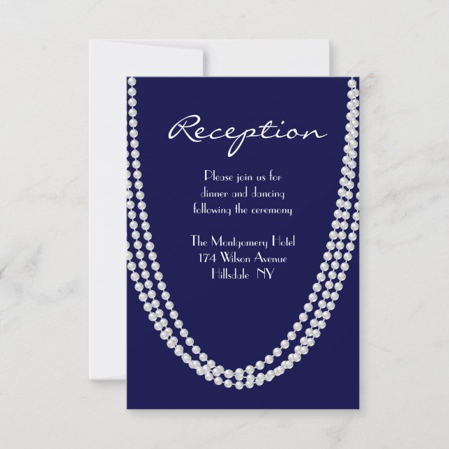 Pearl Empfang Card der 1920er Jahre - blau Einladung (Vorderseite)