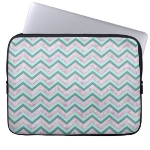 Pearl Floral Aquamarin ZigZag Muster Laptopschutzhülle