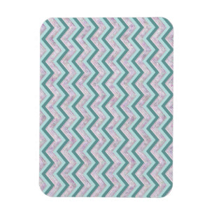 Pearl Floral Aquamarin ZigZag Muster Magnet