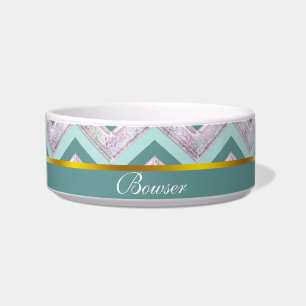 Pearl Floral Aquamarin ZigZag Muster Napf