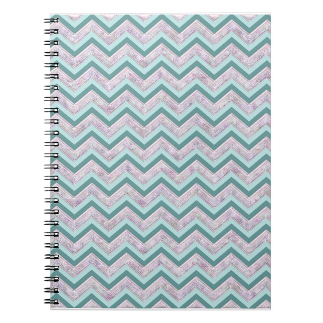 Pearl Floral Aquamarin ZigZag Muster Notizblock (Vorderseite)
