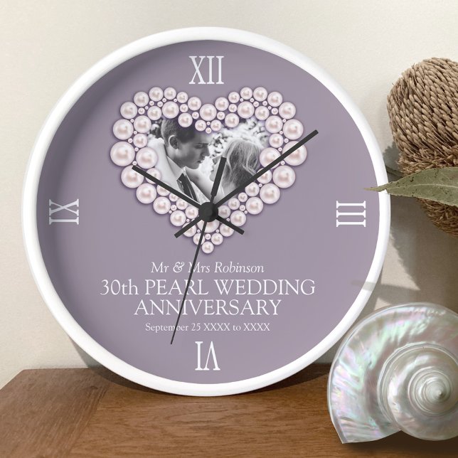 Pearl Foto Herz 30. Hochzeitstag Brauch Große Wanduhr (Von Creator hochgeladen)