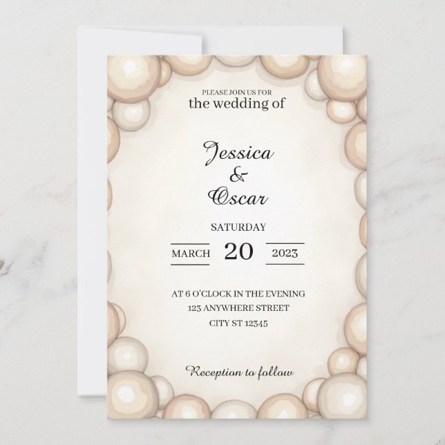 Pearl Frame Wedding Invitation (Devant)